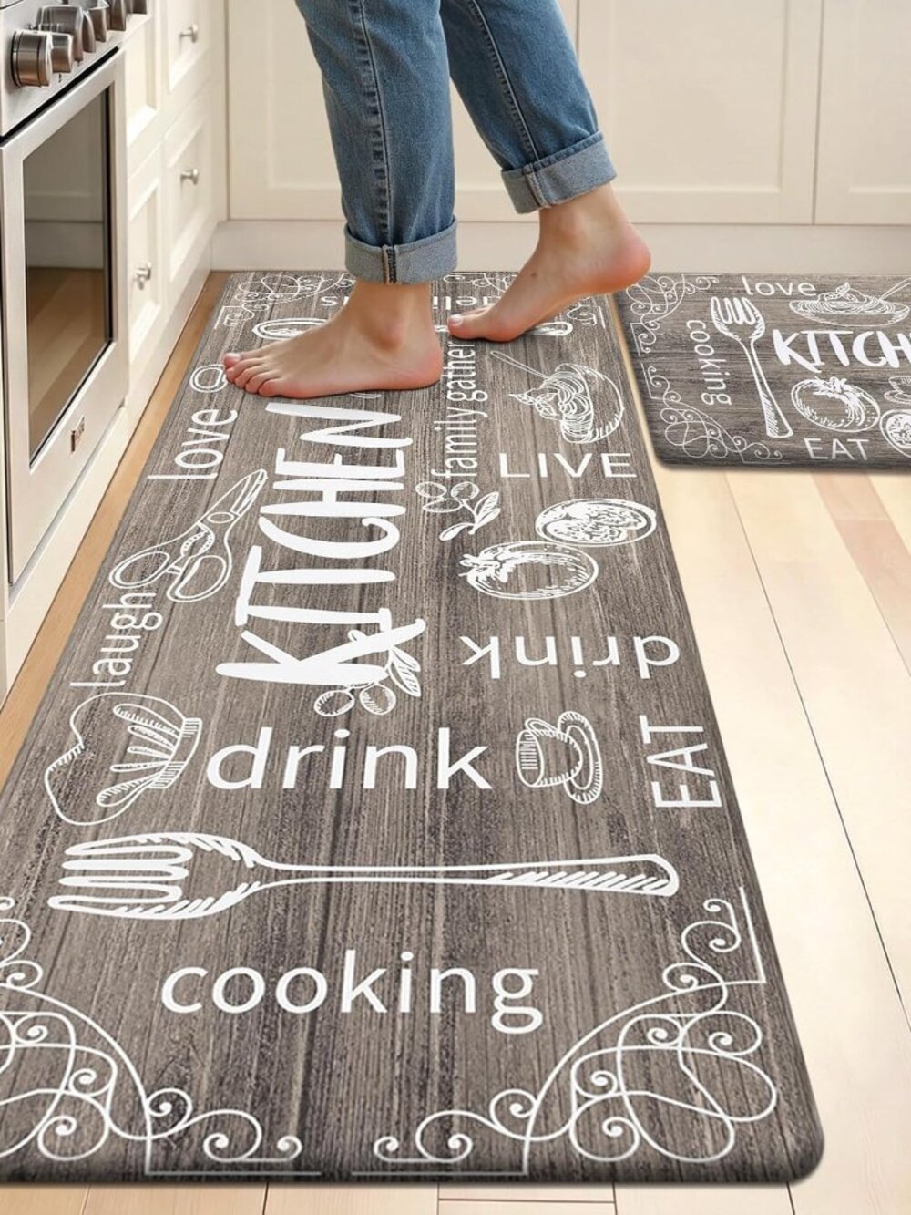 Anti Fatigue Kitchen Rugs Set of 2, Cushioned Kitchen Mats for Floor